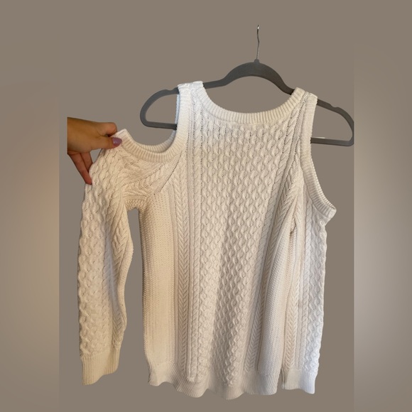 White Michael Kors Open Shoulder Sweater - Picture 1 of 7
